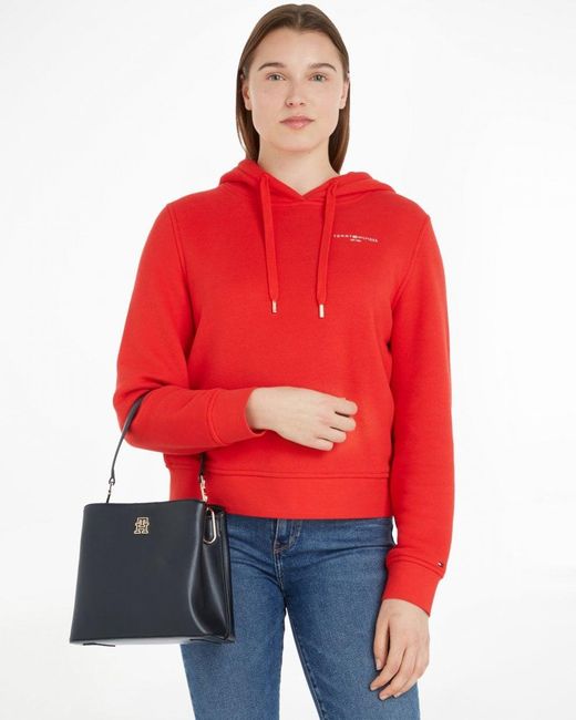 Tommy Hilfiger Red Th Timeless Bucket Tote Bag