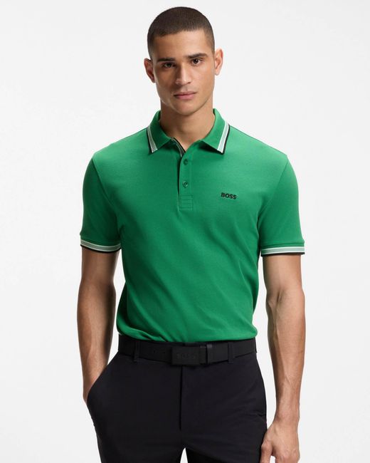 Boss Green Paddy Cotton-Piqué Polo Shirt With Contrast Logo for men