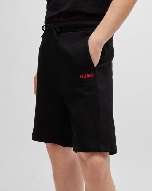 HUGO Black Tonal Logo Loungewear Shorts for men
