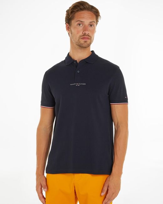 Tommy Hilfiger Blue Tipped Tommy Logo Polo for men