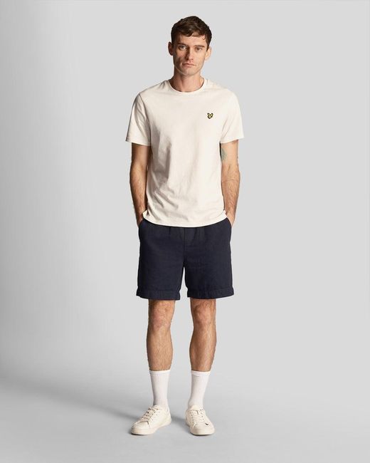 Lyle & Scott White Cotton Linen Shorts for men
