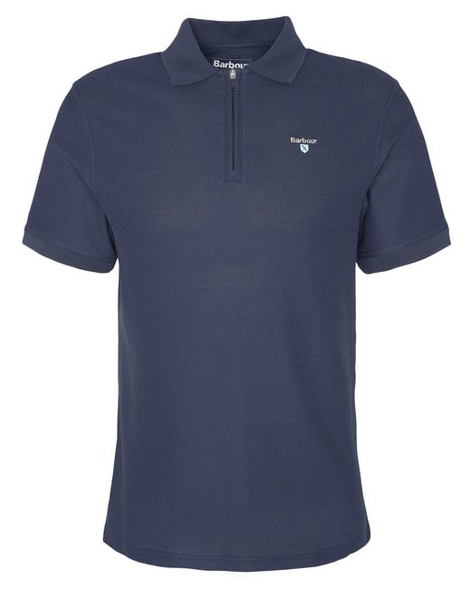 Barbour Blue Wadworth Tailored Zip Polo Shirt for men