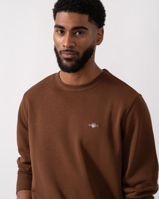 Gant Brown Regular Fit Shield Logo Crew Neck Sweatshirt for men