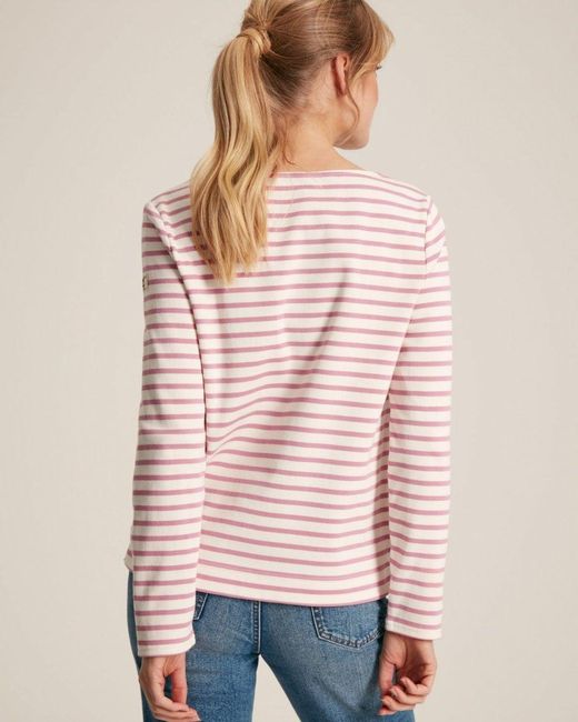 Joules Pink New Harbour Striped Breton Top