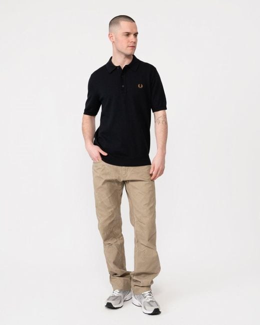 Fred Perry Black Classic Knitted Shirt for men