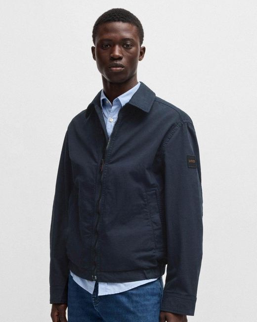 Boss Blue Ocrush-d Relaxed Fit Jacket In Stretch Cotton Twill for men