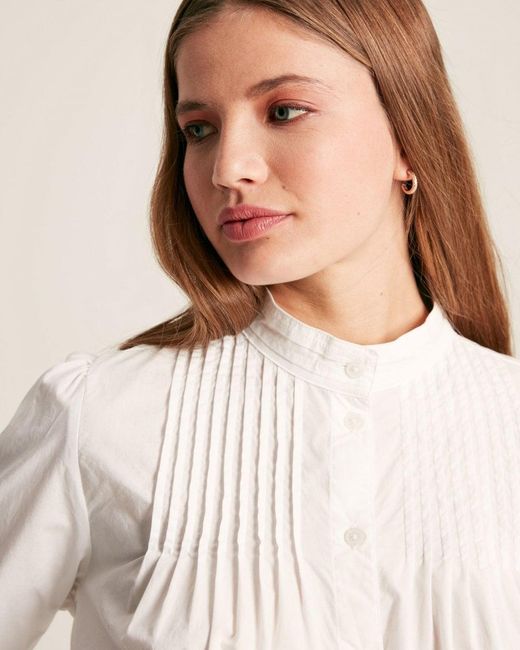 Joules White Arabella Pleated Blouse