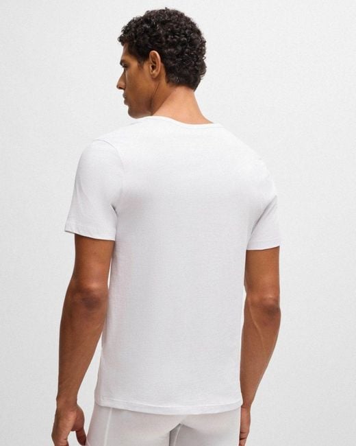 Boss White 3-pack V-neck Underwear T-shirts In Cotton Jersey for men