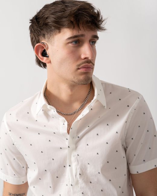 ARMANI EXCHANGE White Short Sleeve Shirt With Geometric Pattern for men