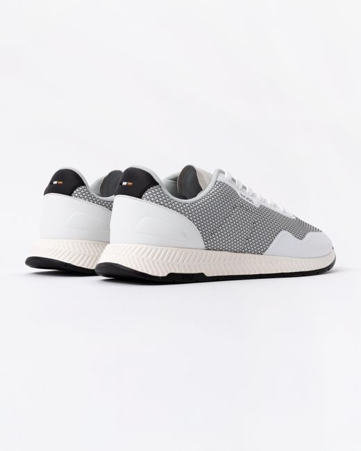 Boss White Ttnm Evo Mesh Trainers With Faux-Leather Trims for men