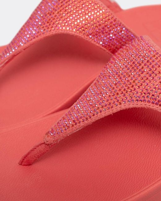 Fitflop Pink Lulu Crystal Embellished Toe-post Sandals