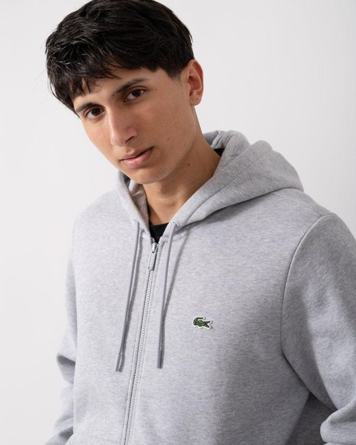 Lacoste Gray Fleece Full-Zip Hoodie for men