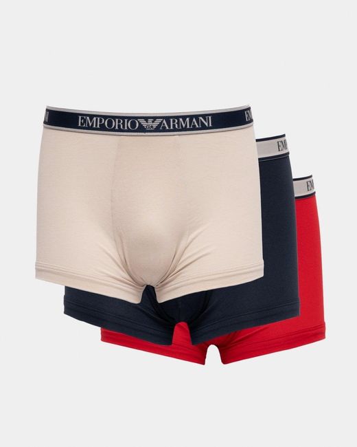 Emporio Armani Red 3-pack Core Logoband Trunks for men