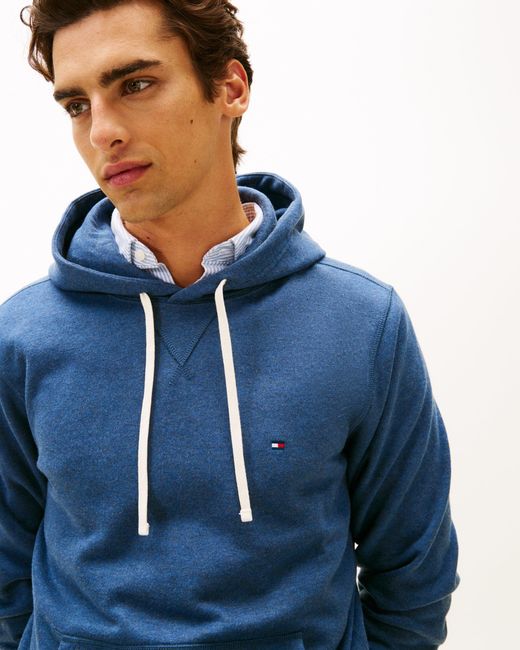 Tommy Hilfiger Blue Essential Flag Embroidery Fleece Hoodie for men