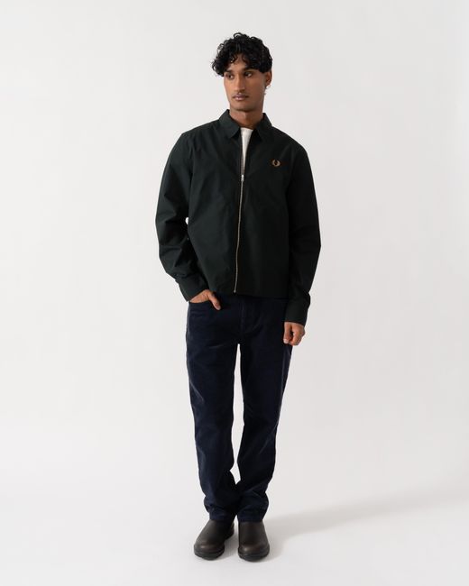 Fred Perry Black Poplin Zip Overshirt for men