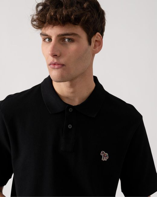 Paul Smith Black Ps Organic Cotton Zebra Logo Polo Shirt for men