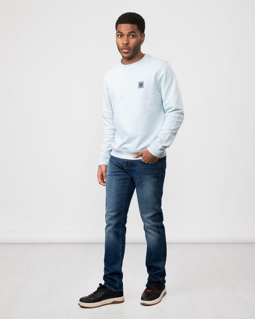 Belstaff White Crew Neck Sweatshirt With Logo Patch for men