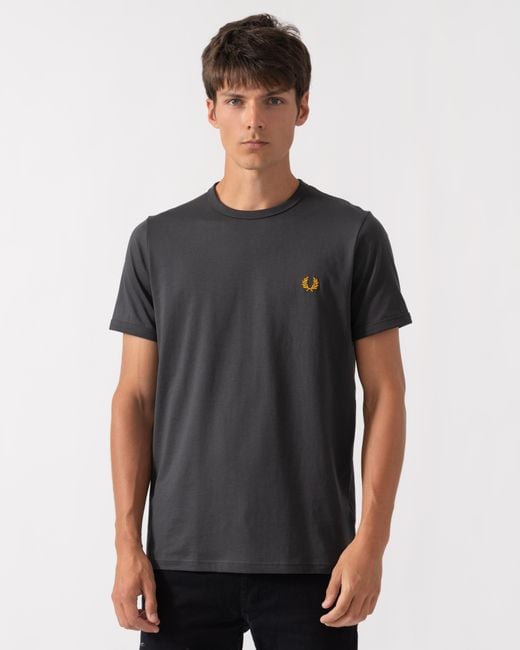 Fred Perry Gray Ringer T-Shirt for men