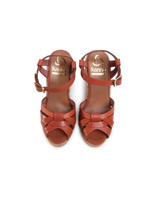 Kanna Pink Sofia Lucido Wedge Heel Espadrilles