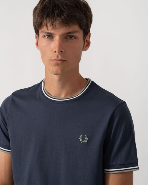 Fred Perry Blue Twin Tipped T-Shirt for men