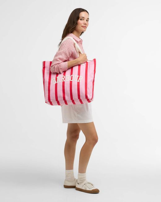 Barbour Pink Emily Stripe Tote Bag