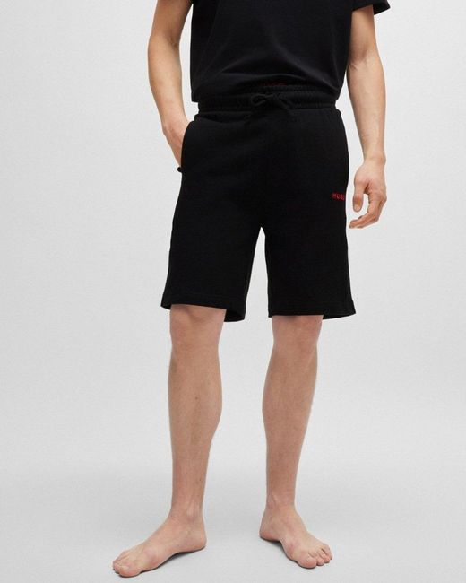 HUGO Black Tonal Logo Loungewear Shorts for men