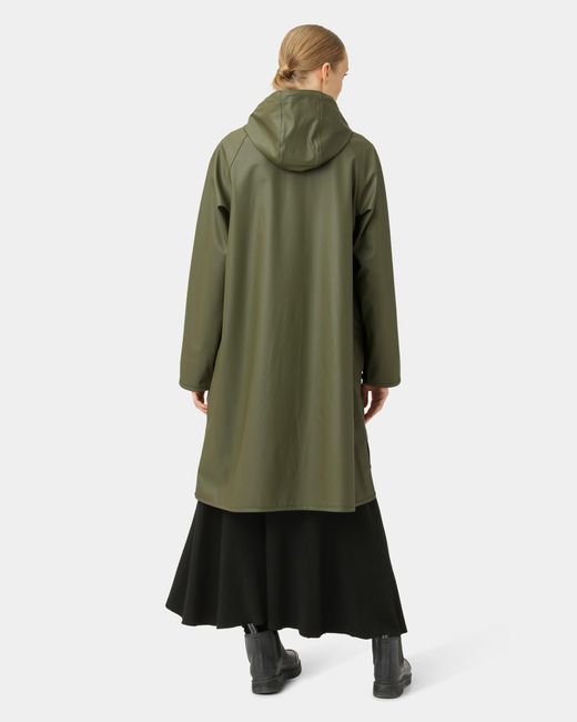 Ilse Jacobsen Green Rain A-Line Rubberised Raincoat