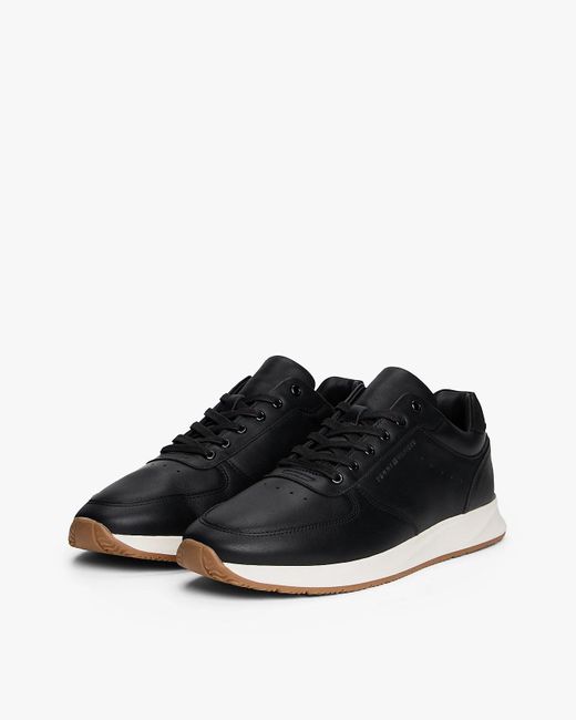 Tommy Hilfiger Black Premium Leather Fine Cleat Hybrid Trainers for men