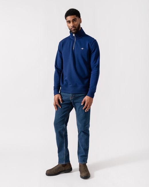 Gant Blue Regular Fit Shield Logo Half Zip Sweatshirt for men