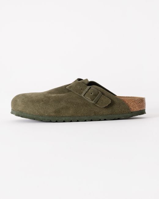 Birkenstock Green Boston Suede Leather Clogs