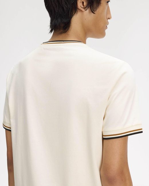 Fred Perry White Twin Tipped T-Shirt for men