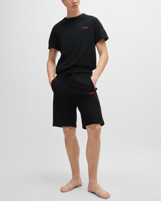 HUGO Black Tonal Logo Loungewear Shorts for men
