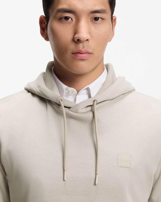 Boss Natural Wetalk Pullover Hoodie With Logo Patch for men