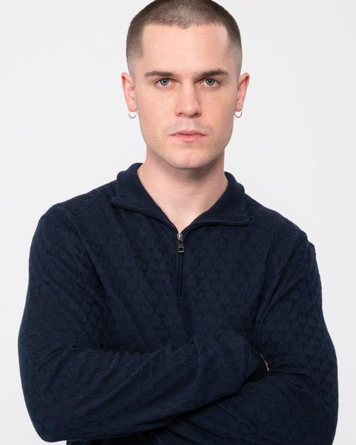Ted Baker Blue Kurnle Long Sleeve T Knit Funnel Neck Jumper for men