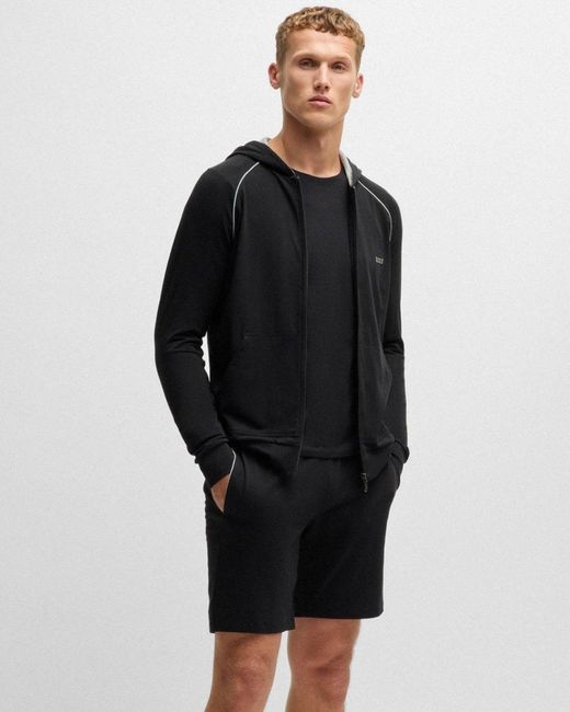 Boss Black Boss Mix&Match Stretch-Cotton Zip-Up Hoodie With Embroidered Logo for men