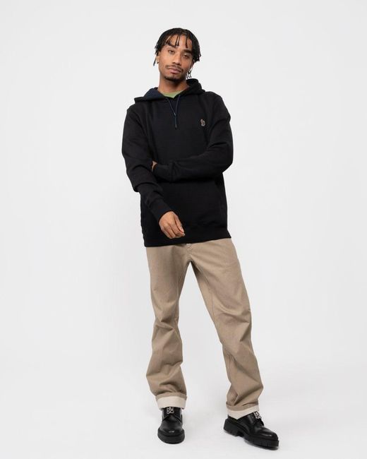Paul Smith Black Ps Regular Fit Cotton Zebra Logo Hoodie Size: L for men