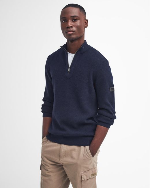 Barbour Blue Crawley Funnel Neck Jumper Size: M for men