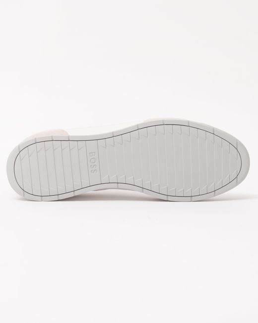 Boss White Nitan Low-Top Trainers With Suede And Faux Leather for men