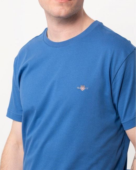 Gant Blue Slim Fit Short Sleeve Shield Logo for men