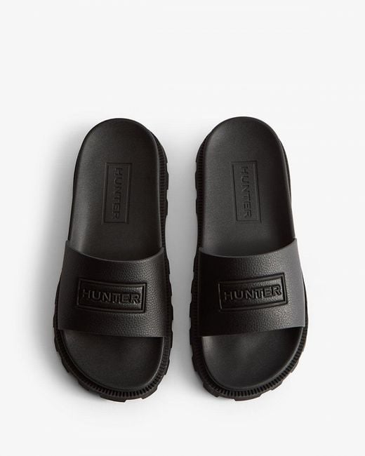 Hunter Black Vegan Synthetic Slider