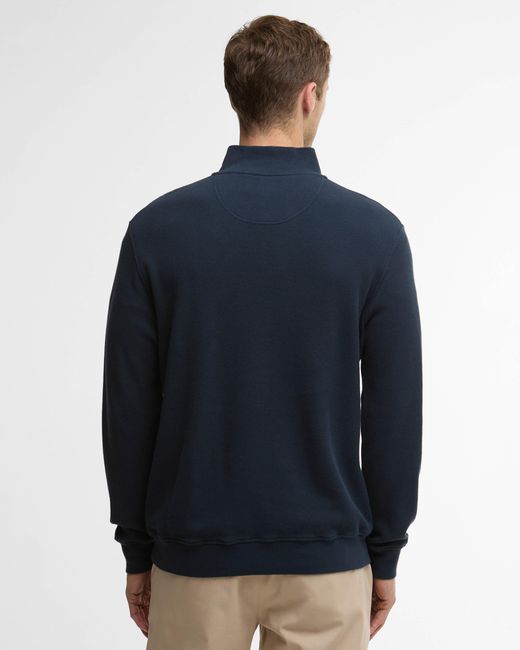 Barbour Blue Pique Interlock Half Zip Sweatshirt for men
