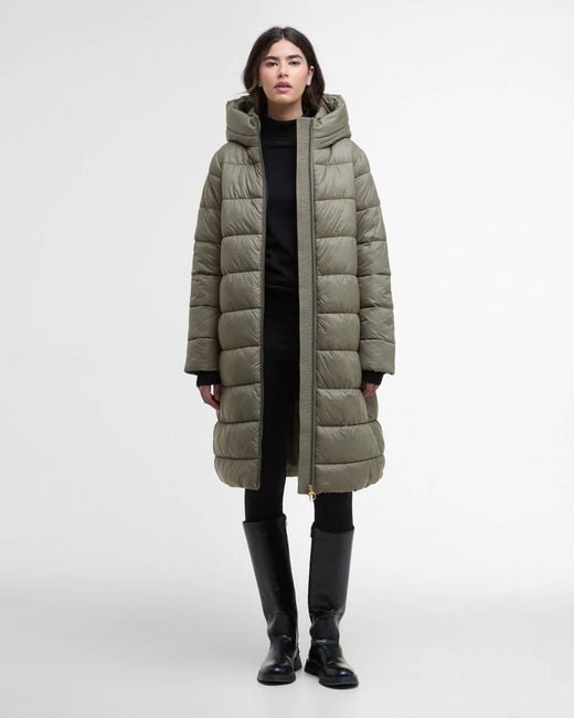 Barbour Gray Olivios Longline Puffer Jacket