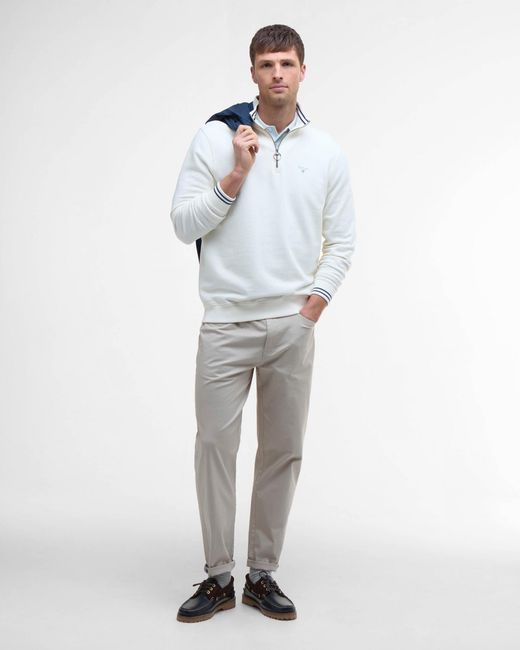 Barbour White Rosford Half Zip Sweatshirt for men