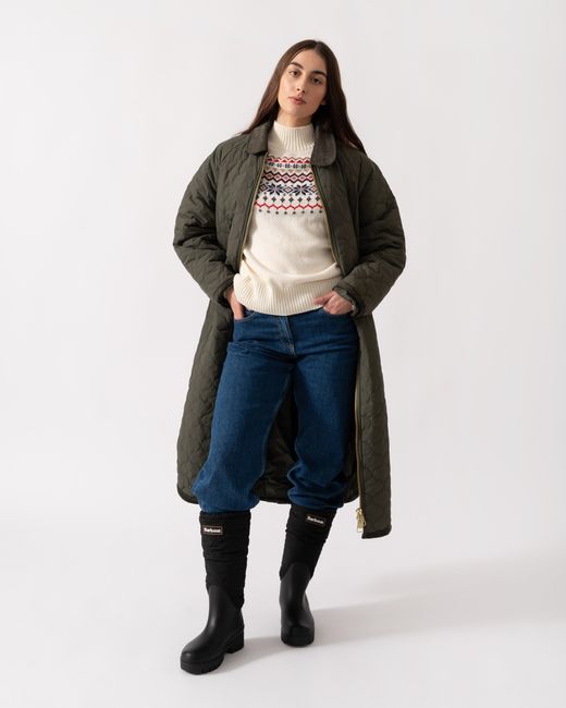 Hunter Green Fionn Long Quilted Jacket