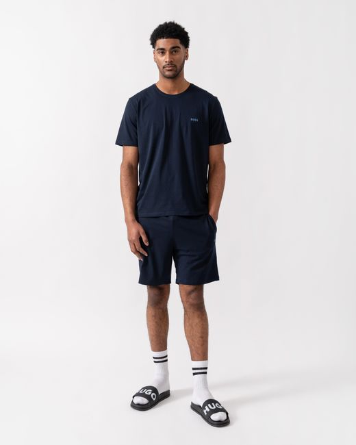 Boss Blue Mix&Match Stretch-Cotton Loungewear T-Shirt With Embroidered Logo for men