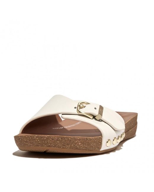 Fitflop Brown Iqushion Adjustable Buckle Leather Slides