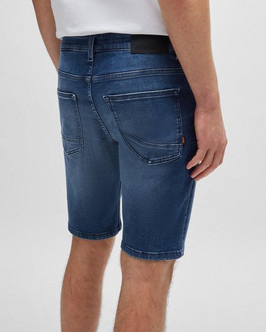 Boss Delaware Bc-c Slim Fit Shorts In Blue Soft-motion Denim for men