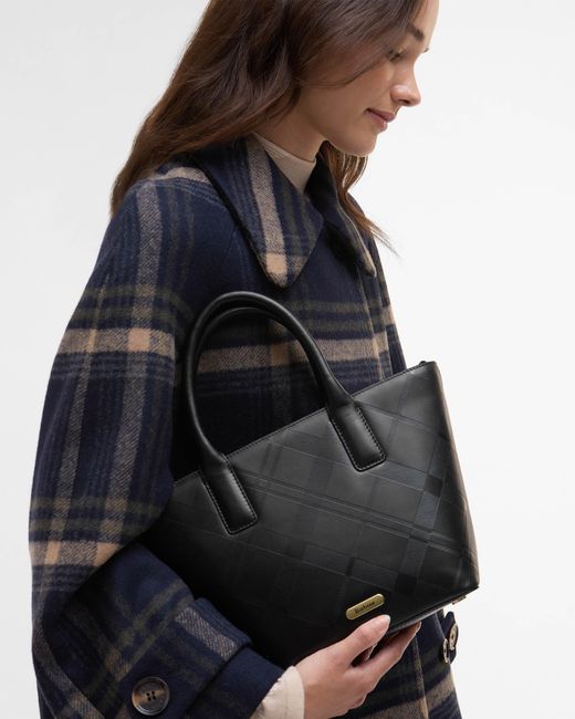 Barbour Black Birch Deboss Leather Tote Bag
