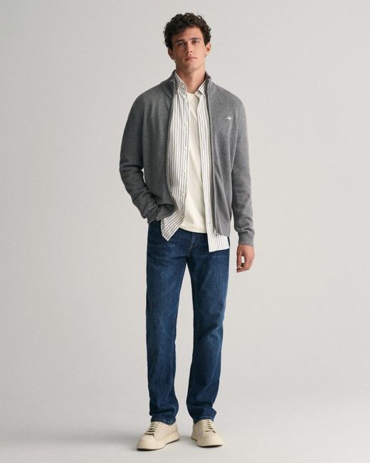 Gant Gray Casual Cotton Zip Cardigan for men