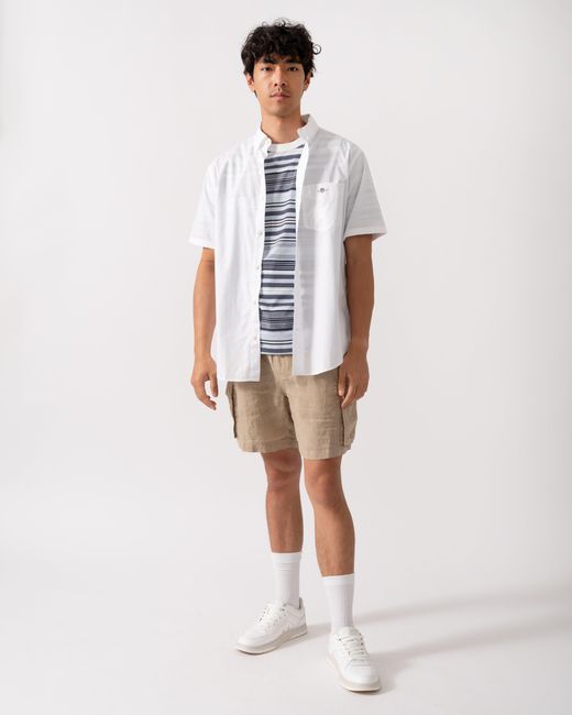 Gant White Regular Fit Short Sleeve Poplin Shirt for men
